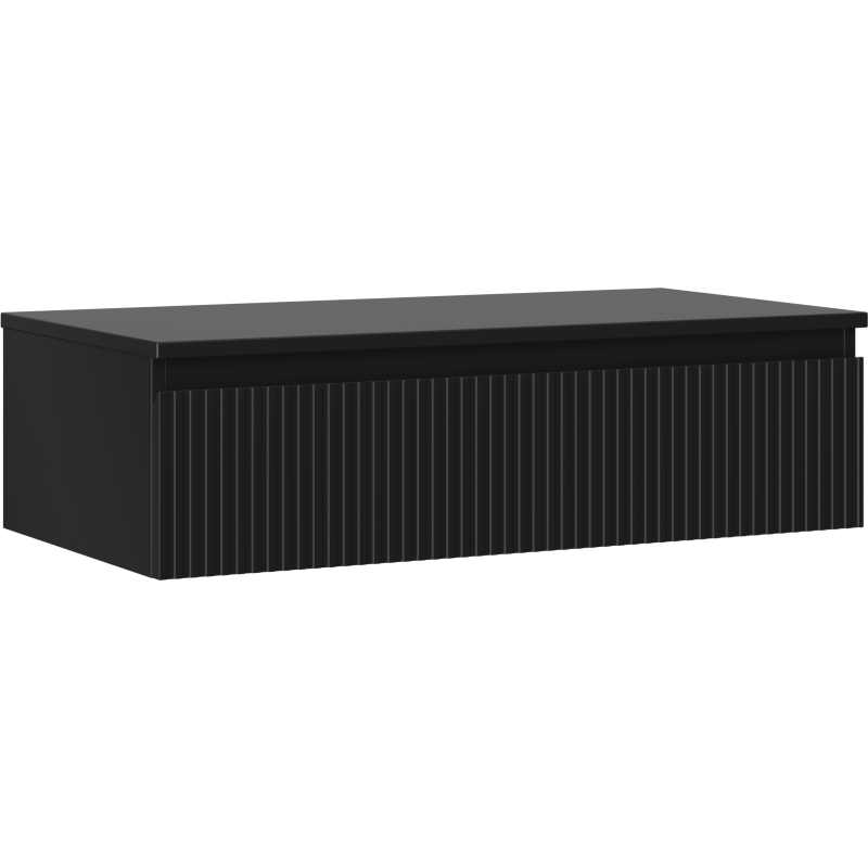 Mexen Rivel koupelnová skříňka pod umyvadlo 90 cm s deskou, 1 zásuvka, drážkovaná, černá mat - 91A20-09023-1-BFC71