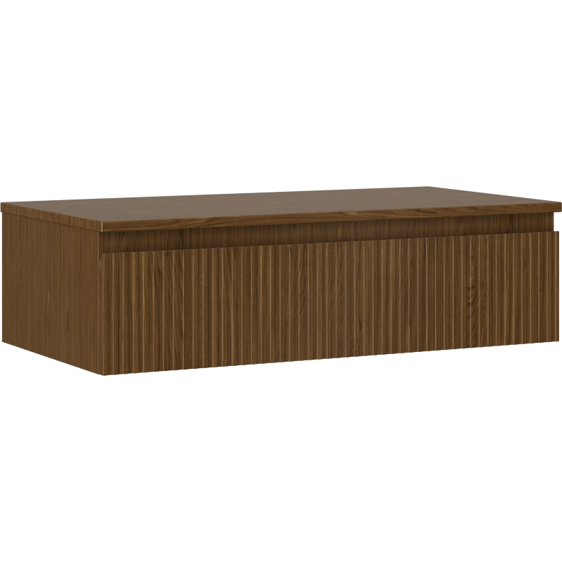 Mexen Rivel koupelnová skříňka pod umyvadlo 90 cm s deskou, 1 zásuvka, drážkovaná, ořech - 91A20-09023-1-BFC86