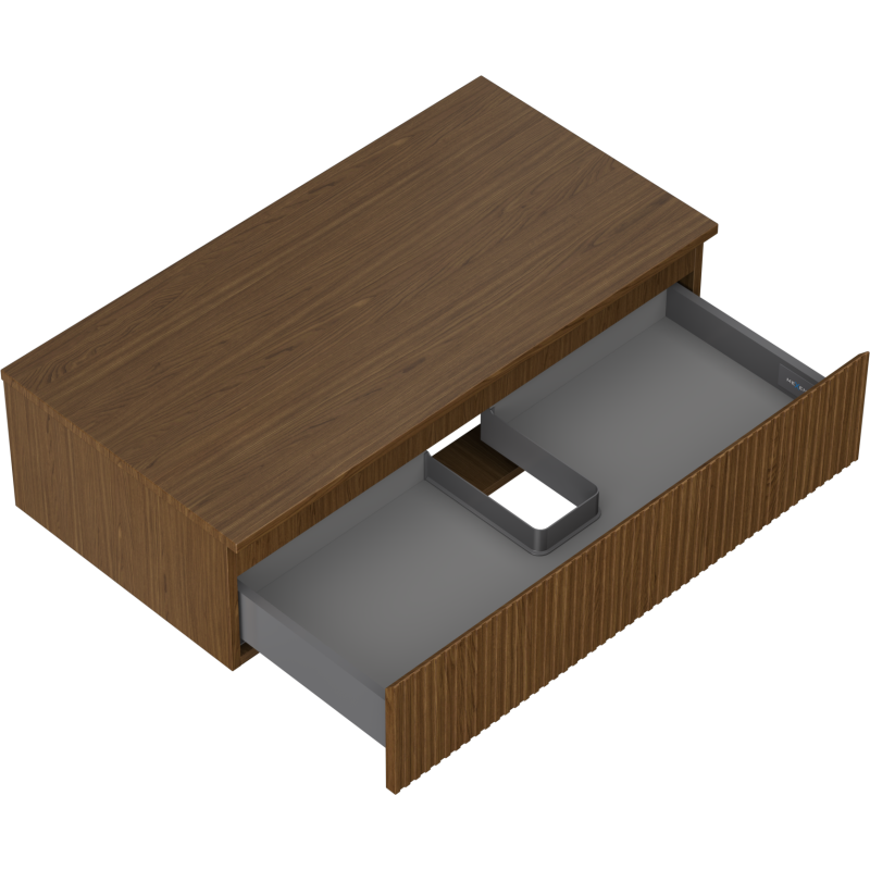 Mexen Rivel koupelnová skříňka pod umyvadlo 90 cm s deskou, 1 zásuvka, drážkovaná, ořech - 91A20-09023-1-BFC86