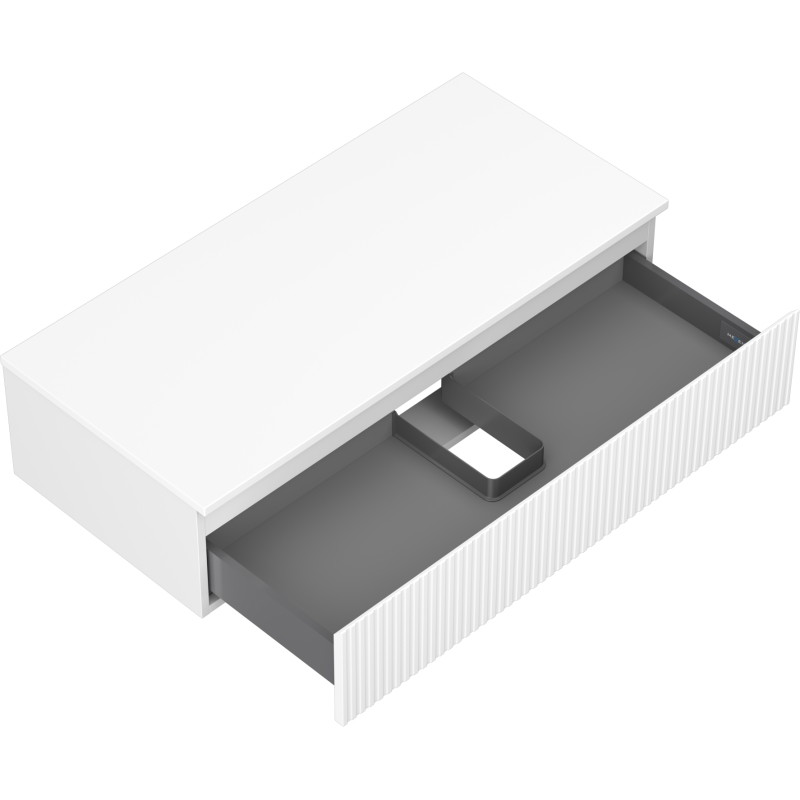 Mexen Rivel koupelnová skříňka pod umyvadlo 100 cm s deskou, 1 zásuvka, drážkovaná, bílá mat - 91A20-10023-1-BFC01