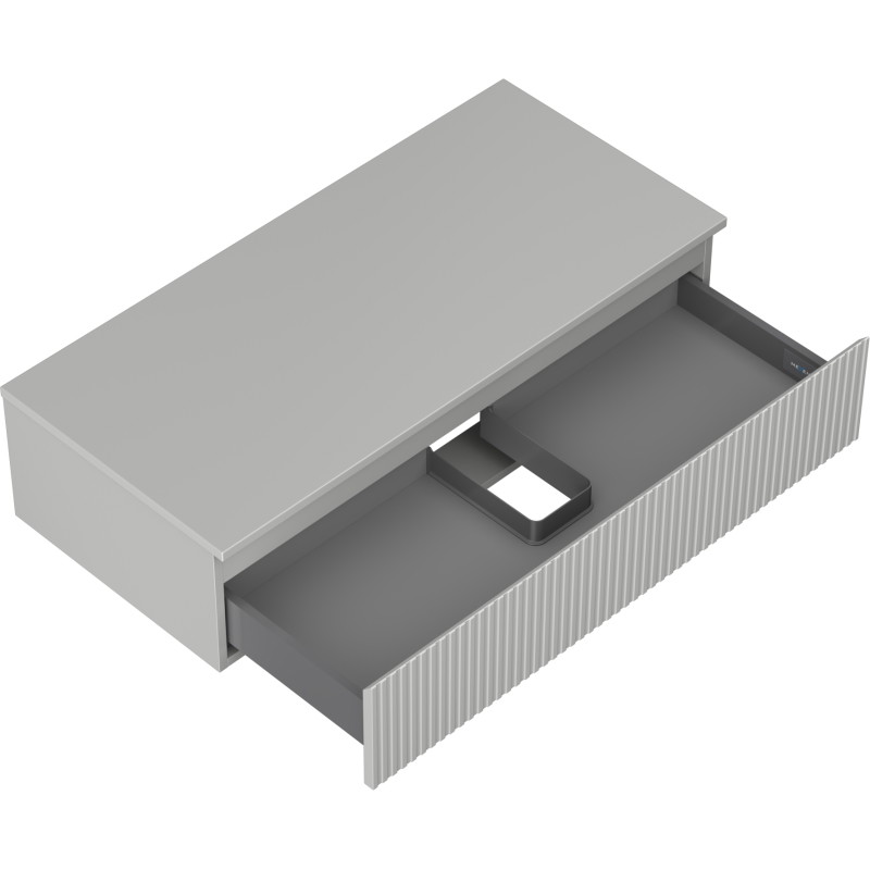 Mexen Rivel koupelnová skříňka pod umyvadlo 100 cm s deskou, 1 zásuvka, drážkovaná, šedá mat - 91A20-10023-1-BFC62