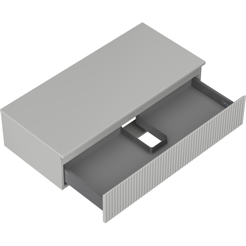 Mexen Rivel koupelnová skříňka pod umyvadlo 100 cm s deskou, 1 zásuvka, drážkovaná, šedá matná - 91A20-10023-1-BFC62