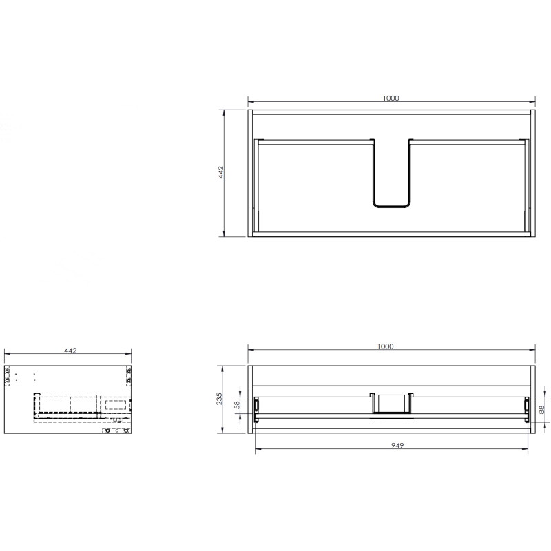 Mexen Rivel koupelnová skříňka pod umyvadlo 100 cm s deskou, 1 zásuvka, žebrovaná, grafit mat - 91A20-10023-1-BFC66