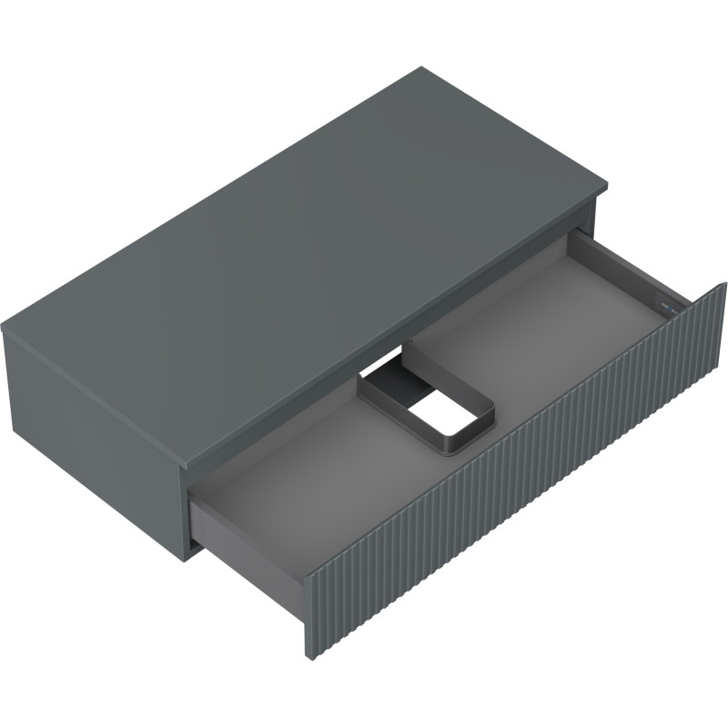 Mexen Rivel koupelnová skříňka pod umyvadlo 100 cm s deskou, 1 zásuvka, žebrovaná, grafit mat - 91A20-10023-1-BFC66