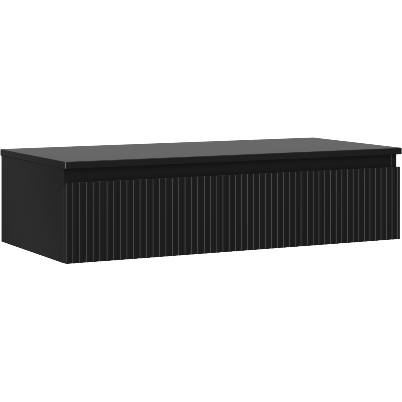 Mexen Rivel koupelnová skříňka pod umyvadlo 100 cm s deskou, 1 zásuvka, drážkovaná, černá mat - 91A20-10023-1-BFC71