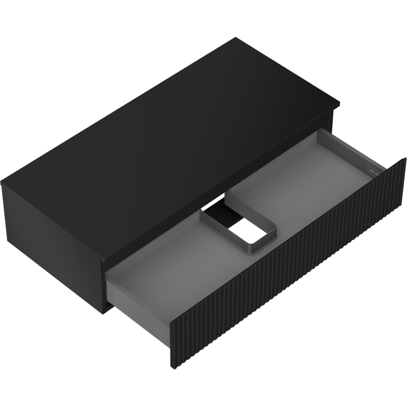 Mexen Rivel koupelnová skříňka pod umyvadlo 100 cm s deskou, 1 zásuvka, drážkovaná, černá mat - 91A20-10023-1-BFC71