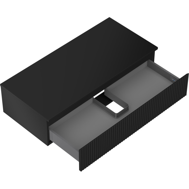 Mexen Rivel koupelnová skříňka pod umyvadlo 100 cm s deskou, 1 zásuvka, vroubkovaná, černá mat - 91A20-10023-1-BFC71