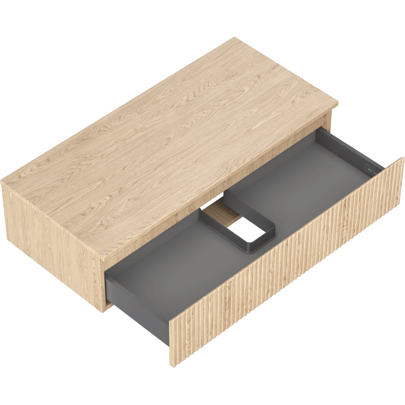 Mexen Rivel koupelnová skříňka pod umyvadlo 100 cm s deskou, 1 zásuvka, drážkovaná, dub - 91A20-10023-1-BFC81