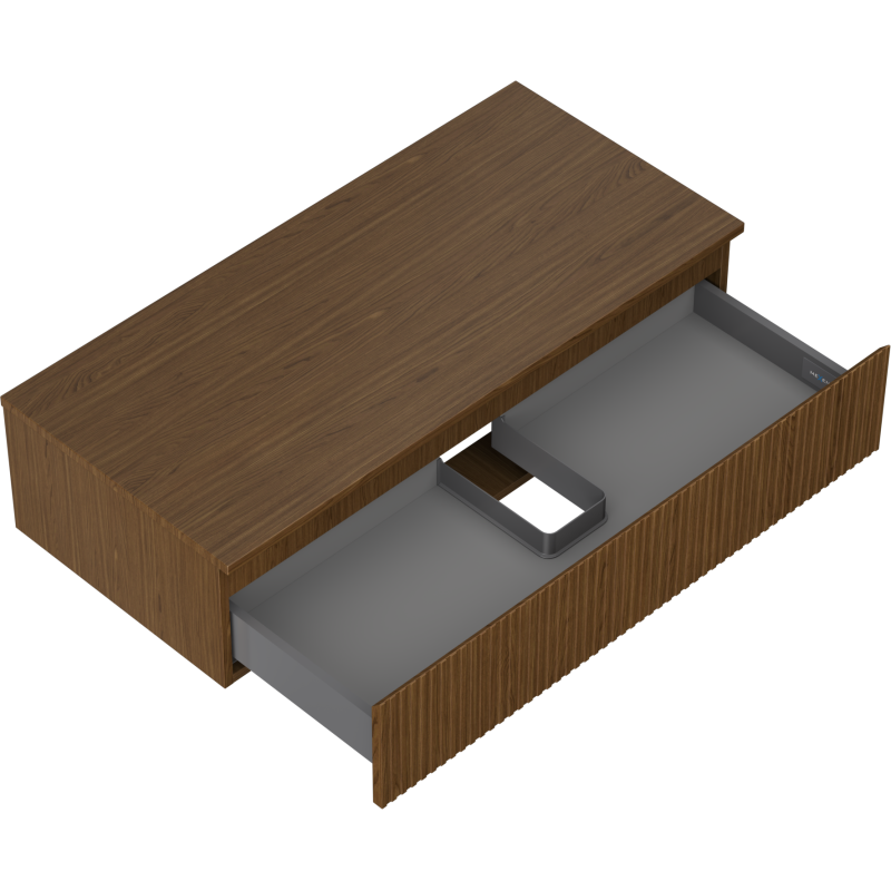 Mexen Rivel koupelnová skříňka pod umyvadlo 100 cm s deskou, 1 zásuvka, drážkovaná, ořech - 91A20-10023-1-BFC86