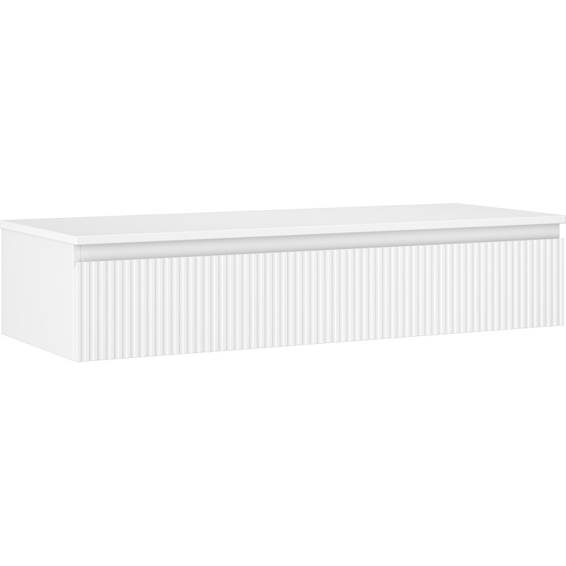 Mexen Rivel koupelnová skříňka pod umyvadlo 120 cm s deskou, 1 zásuvka, ryhovaná, bílá matná - 91A20-12023-1-BFC01