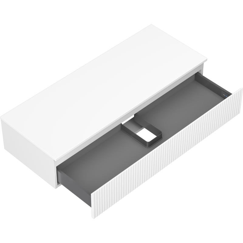 Mexen Rivel koupelnová skříňka pod umyvadlo 120 cm s deskou, 1 zásuvka, drážkovaná, bílá matná - 91A20-12023-1-BFC01