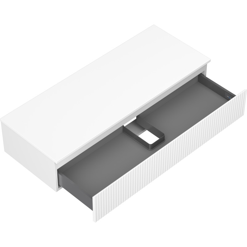Mexen Rivel koupelnová skříňka pod umyvadlo 120 cm s deskou, 1 zásuvka, ryhovaná, bílá matná - 91A20-12023-1-BFC01