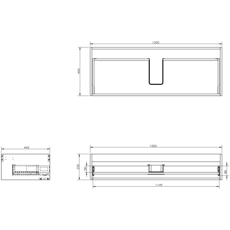 Mexen Rivel koupelnová skříňka pod umyvadlo 120 cm s deskou, 1 zásuvka, ryhovaná, bílá matná - 91A20-12023-1-BFC01