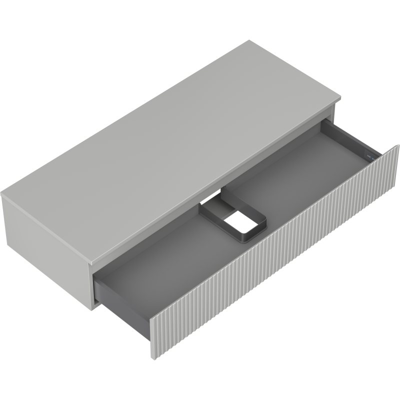 Mexen Rivel koupelnová skříňka pod umyvadlo 120 cm s deskou, 1 zásuvka, rýhovaná, šedá mat - 91A20-12023-1-BFC62
