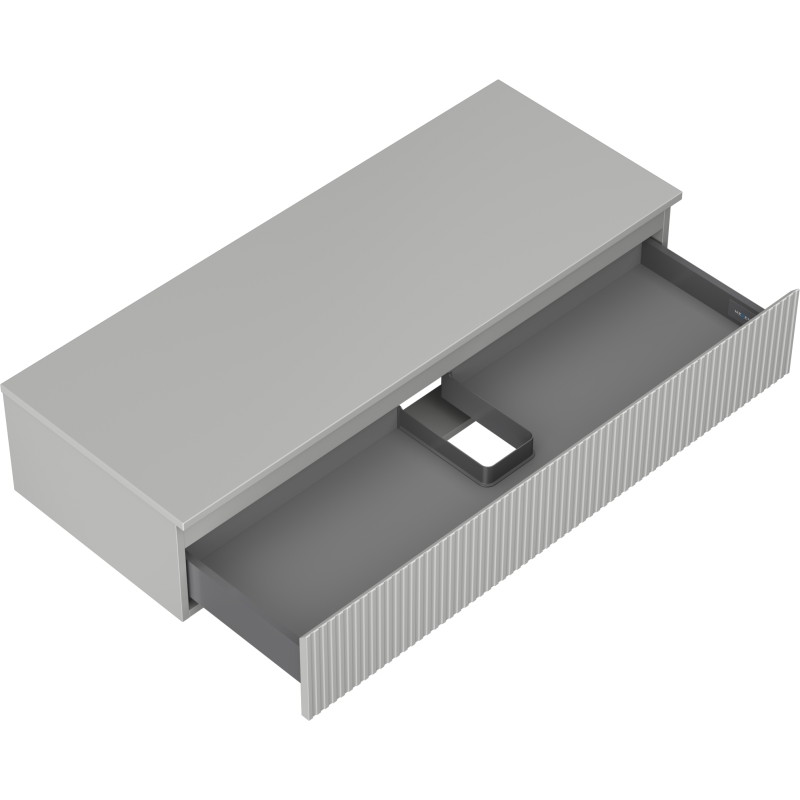 Mexen Rivel koupelnová skříňka pod umyvadlo 120 cm s deskou, 1 zásuvka, vroubkovaná, šedá matná - 91A20-12023-1-BFC62