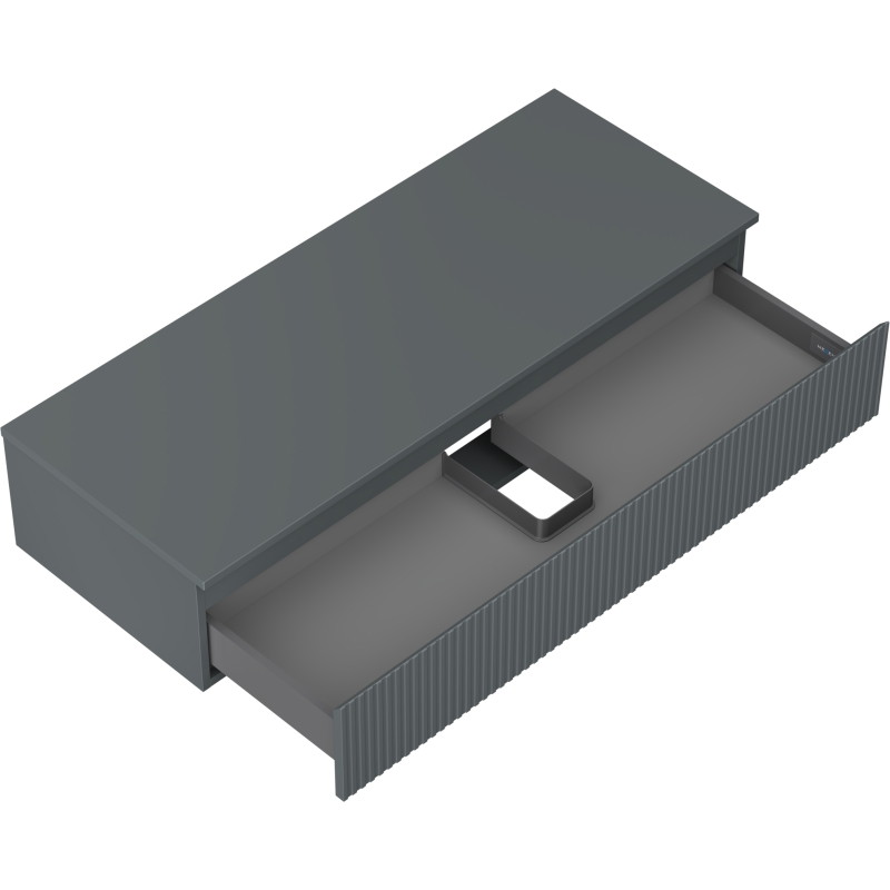 Mexen Rivel koupelnová skříňka pod umyvadlo 120 cm s deskou, 1 zásuvka, drážkovaná, grafit mat - 91A20-12023-1-BFC66