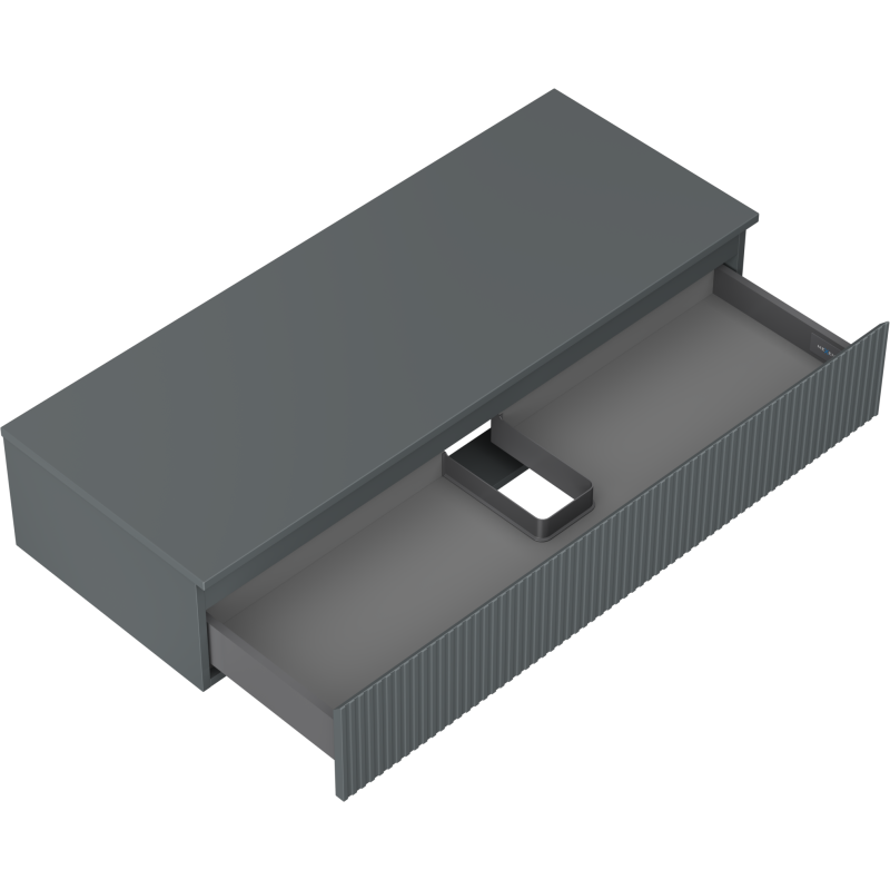 Mexen Rivel koupelnová skříňka pod umyvadlo 120 cm s deskou, 1 zásuvkou, rýhovaná, matně grafit - 91A20-12023-1-BFC66