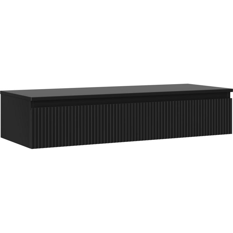 Mexen Rivel koupelnová skříňka pod umyvadlo 120 cm s deskou, 1 zásuvka, drážkovaná, černá mat - 91A20-12023-1-BFC71