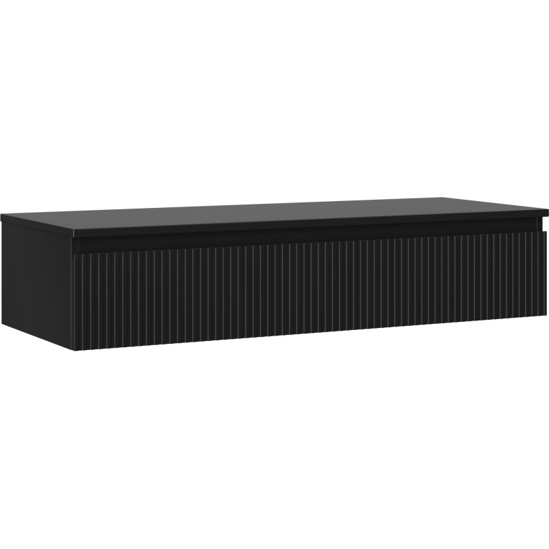 Mexen Rivel koupelnová skříňka pod umyvadlo 120 cm s deskou, 1 zásuvka, rýhovaná, černá mat - 91A20-12023-1-BFC71