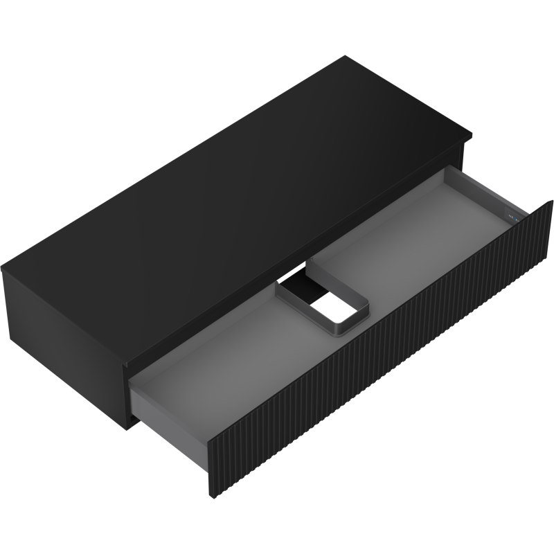 Mexen Rivel koupelnová skříňka pod umyvadlo 120 cm s deskou, 1 zásuvka, drážkovaná, černá mat - 91A20-12023-1-BFC71