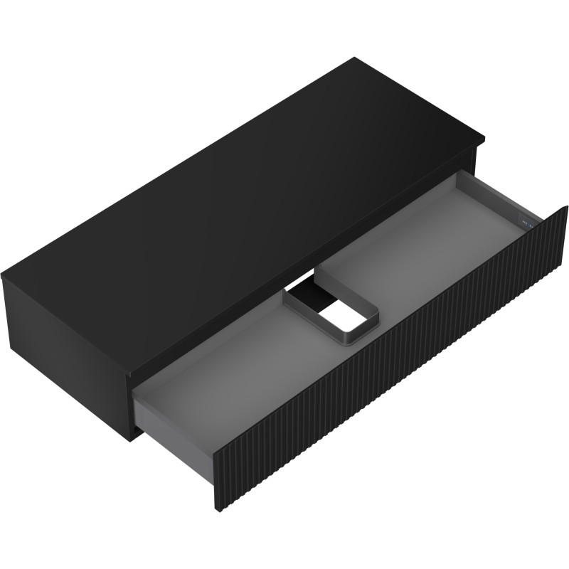 Mexen Rivel koupelnová skříňka pod umyvadlo 120 cm s deskou, 1 zásuvka, rýhovaná, černá mat - 91A20-12023-1-BFC71