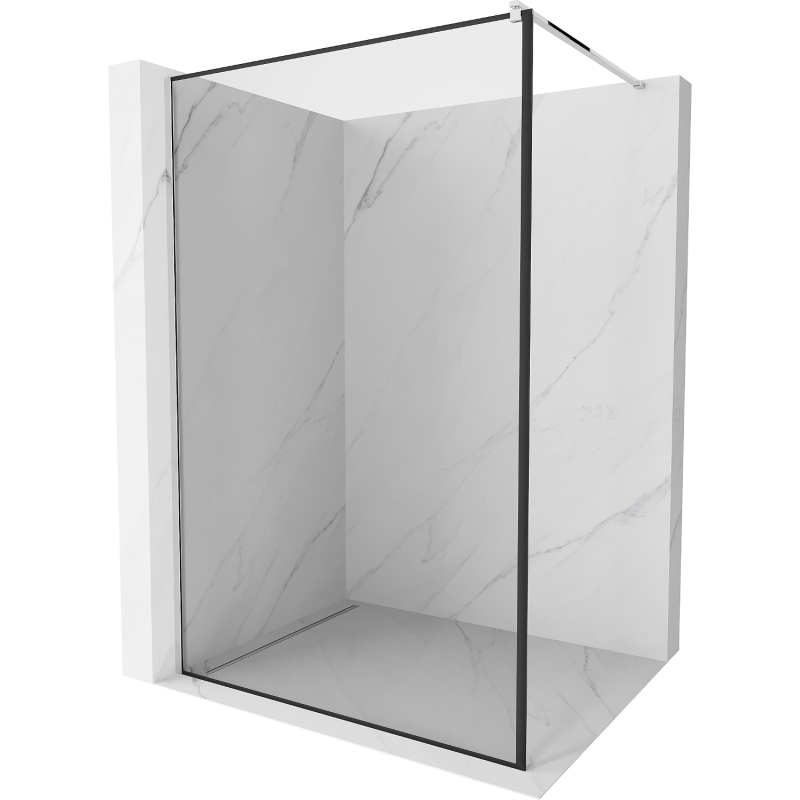 Mexen Kioto sprchová stěna Walk-in 130 x 200 cm, černý rám 8 mm, chrom - 800-130-101-01-70