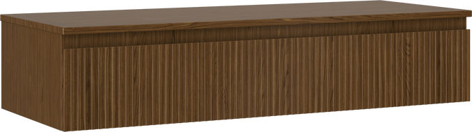 Mexen Rivel koupelnová skříňka pod umyvadlo 120 cm s deskou, 1 zásuvka, žebrovaná, ořech - 91A20-12023-1-BFC86