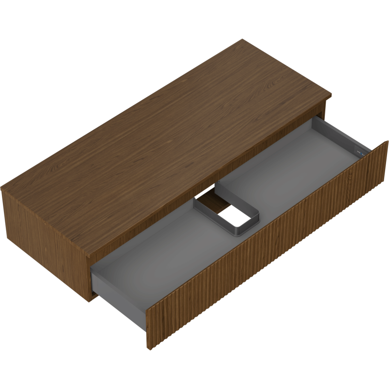 Mexen Rivel koupelnová skříňka pod umyvadlo 120 cm s deskou, 1 zásuvka, žebrovaná, ořech - 91A20-12023-1-BFC86