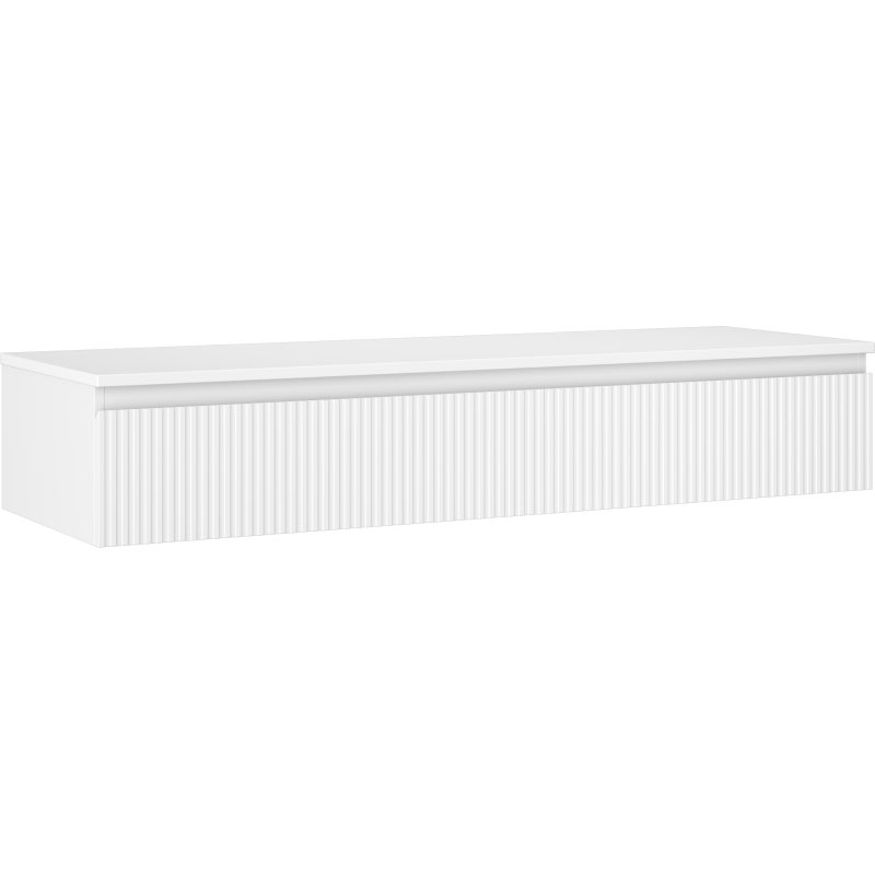 Mexen Rivel koupelnová skříňka pod umyvadlo 140 cm s deskou, 1 zásuvka, drážkovaná, bílá mat - 91A20-14023-1-BFC01