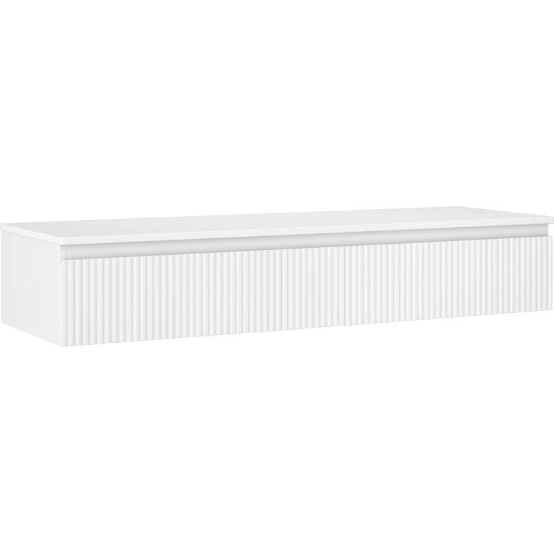 Mexen Rivel koupelnová skříňka pod umyvadlo 140 cm s deskou, 1 zásuvka, rýhovaná, bílá mat - 91A20-14023-1-BFC01