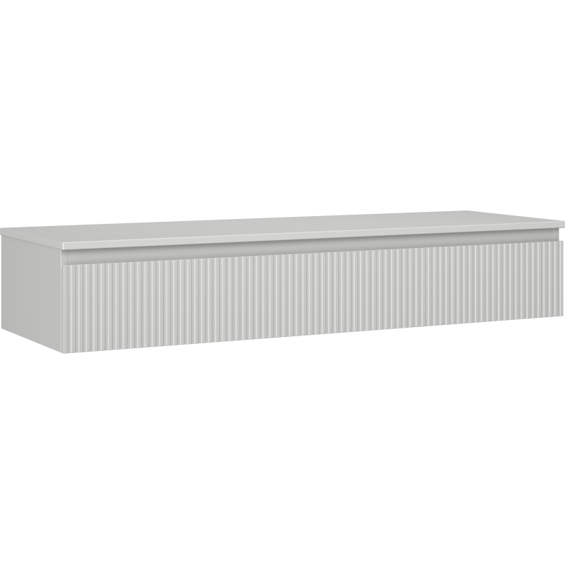 Mexen Rivel koupelnová skříňka pod umyvadlo 140 cm s deskou, 1 zásuvka, rýhovaná, šedý mat - 91A20-14023-1-BFC62