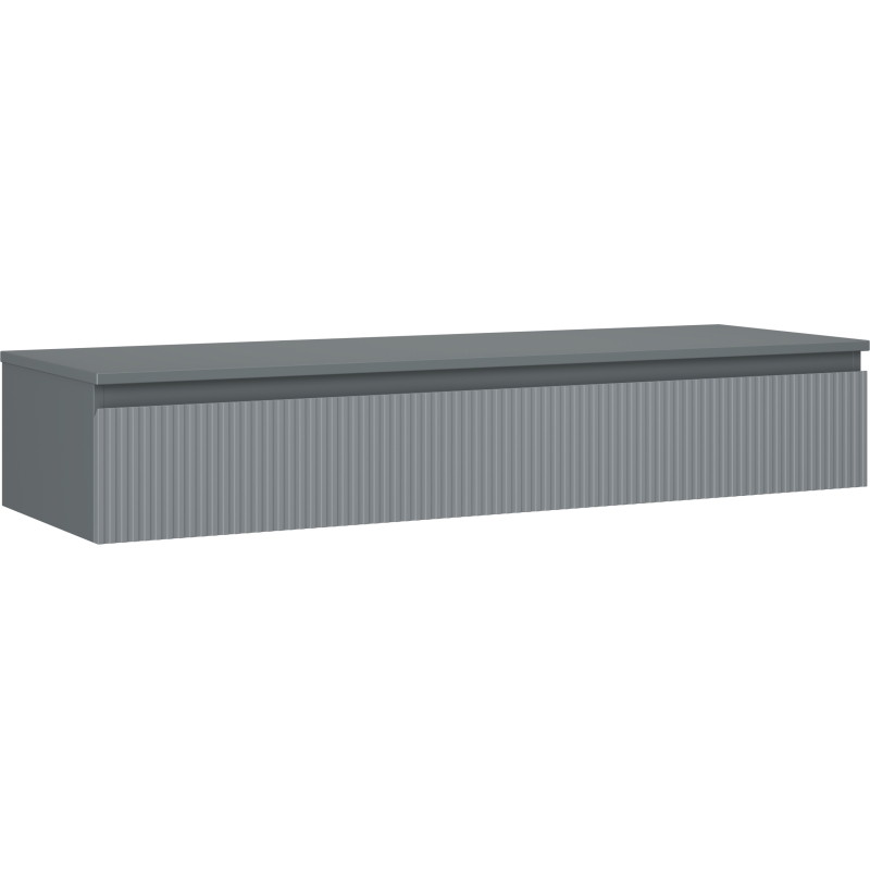 Mexen Rivel koupelnová skříňka pod umyvadlo 140 cm s deskou, 1 zásuvka, drážkovaná, grafit mat - 91A20-14023-1-BFC66
