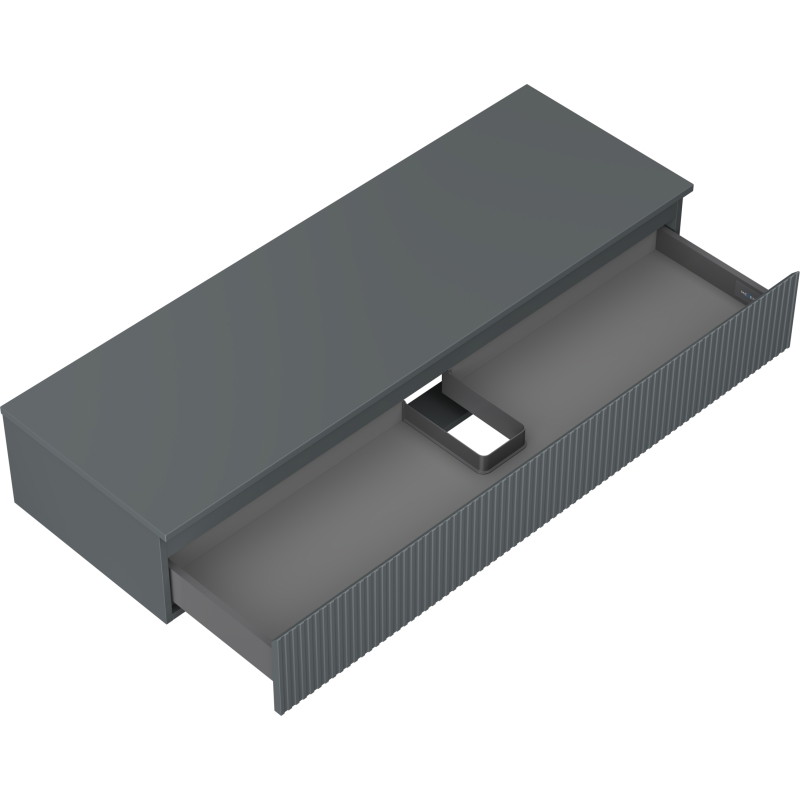 Mexen Rivel koupelnová skříňka pod umyvadlo 140 cm s deskou, 1 zásuvka, drážkovaná, grafit mat - 91A20-14023-1-BFC66