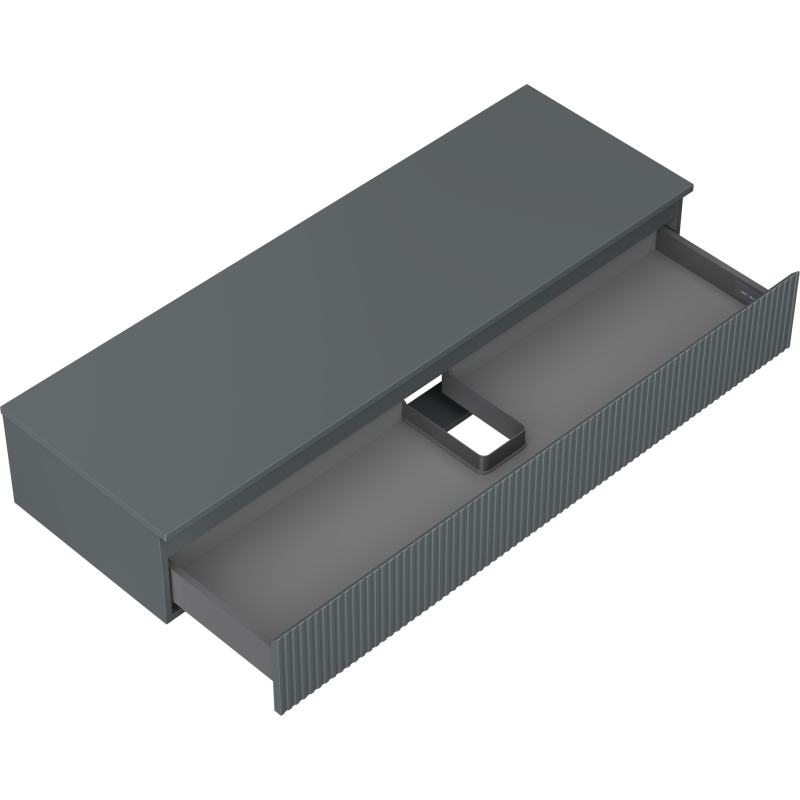 Mexen Rivel koupelnová skříňka pod umyvadlo 140 cm s deskou, 1 zásuvka, vroubkovaná, grafit mat - 91A20-14023-1-BFC66