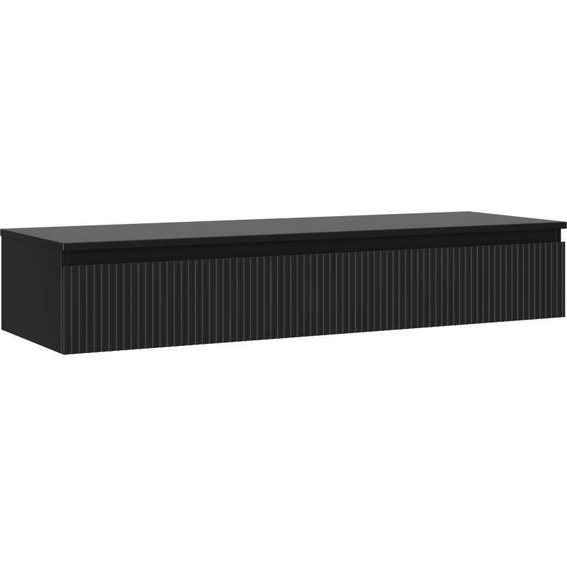 Mexen Rivel koupelnová skříňka pod umyvadlo 140 cm s deskou, 1 zásuvka, rýhovaná, černá mat - 91A20-14023-1-BFC71