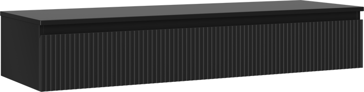 Mexen Rivel koupelnová skříňka pod umyvadlo 140 cm s deskou, 1 zásuvka, rýhovaná, černá mat - 91A20-14023-1-BFC71