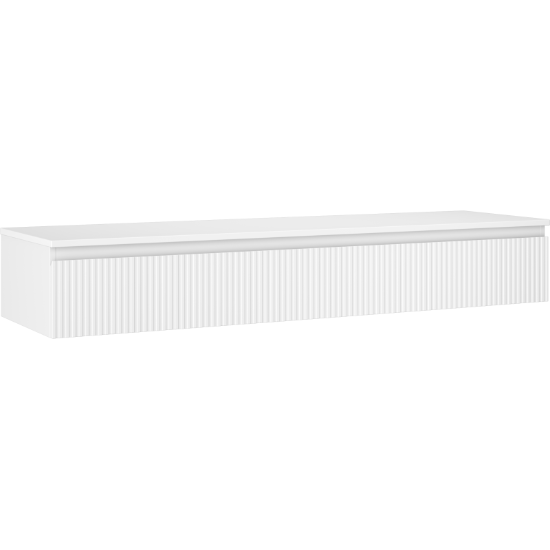 Mexen Rivel skříňka pod umyvadlo 160 cm s deskou, 1 šuplík, drážkovaná, bílá matná - 91A20-16023-1-BFC01