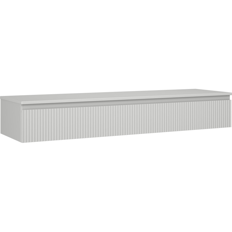 Mexen Rivel koupelnová skříňka pod umyvadlo 160 cm s deskou, 1 zásuvka, drážkovaná, šedá mat - 91A20-16023-1-BFC62