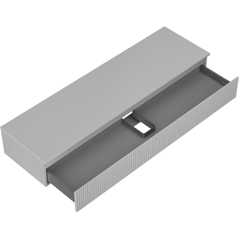 Mexen Rivel koupelnová skříňka pod umyvadlo 160 cm s deskou, 1 zásuvka, drážkovaná, šedý mat - 91A20-16023-1-BFC62