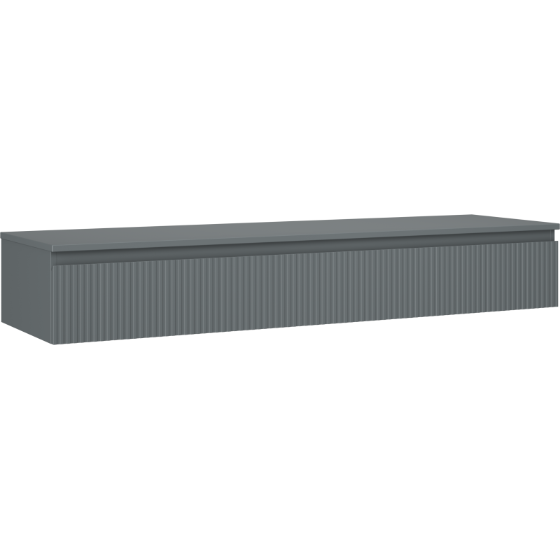 Mexen Rivel koupelnová skříňka pod umyvadlo 160 cm s deskou, 1 zásuvka, rýhovaná, grafit mat - 91A20-16023-1-BFC66