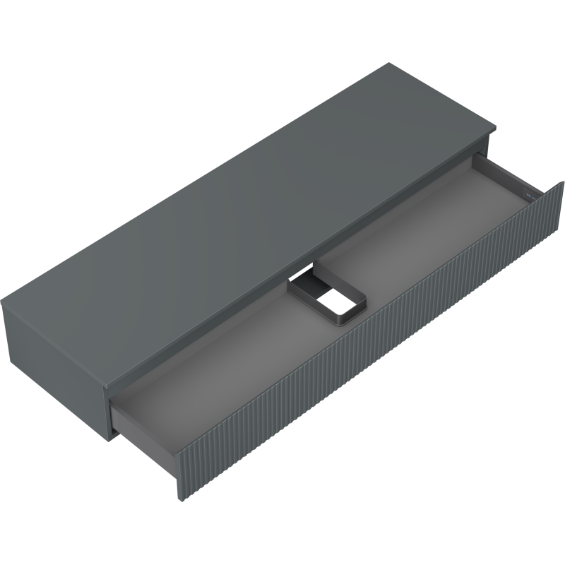Mexen Rivel koupelnová skříňka pod umyvadlo 160 cm s deskou, 1 zásuvka, rýhovaná, grafit mat - 91A20-16023-1-BFC66