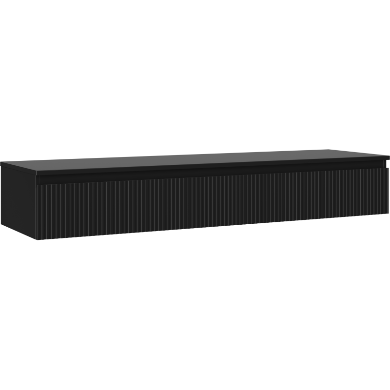 Mexen Rivel koupelnová skříňka pod umyvadlo 160 cm s deskou, 1 zásuvka, rýhovaná, černá mat - 91A20-16023-1-BFC71