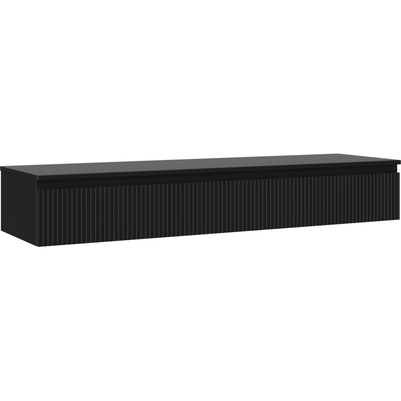 Mexen Rivel koupelnová skříňka pod umyvadlo 160 cm s deskou, 1 zásuvka, rýhovaná, černý mat - 91A20-16023-1-BFC71