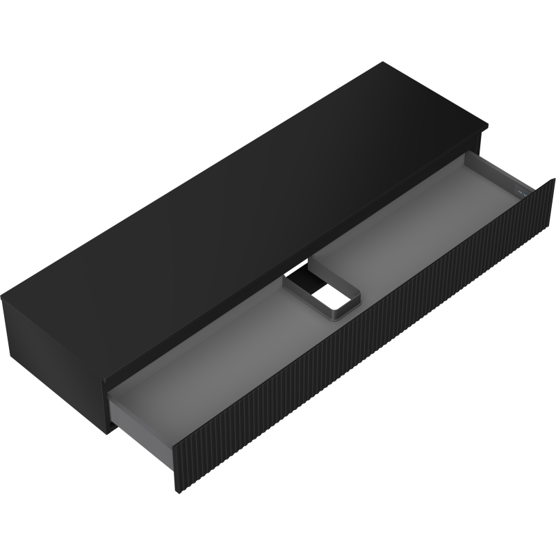 Mexen Rivel koupelnová skříňka pod umyvadlo 160 cm s deskou, 1 zásuvka, rýhovaná, černá mat - 91A20-16023-1-BFC71