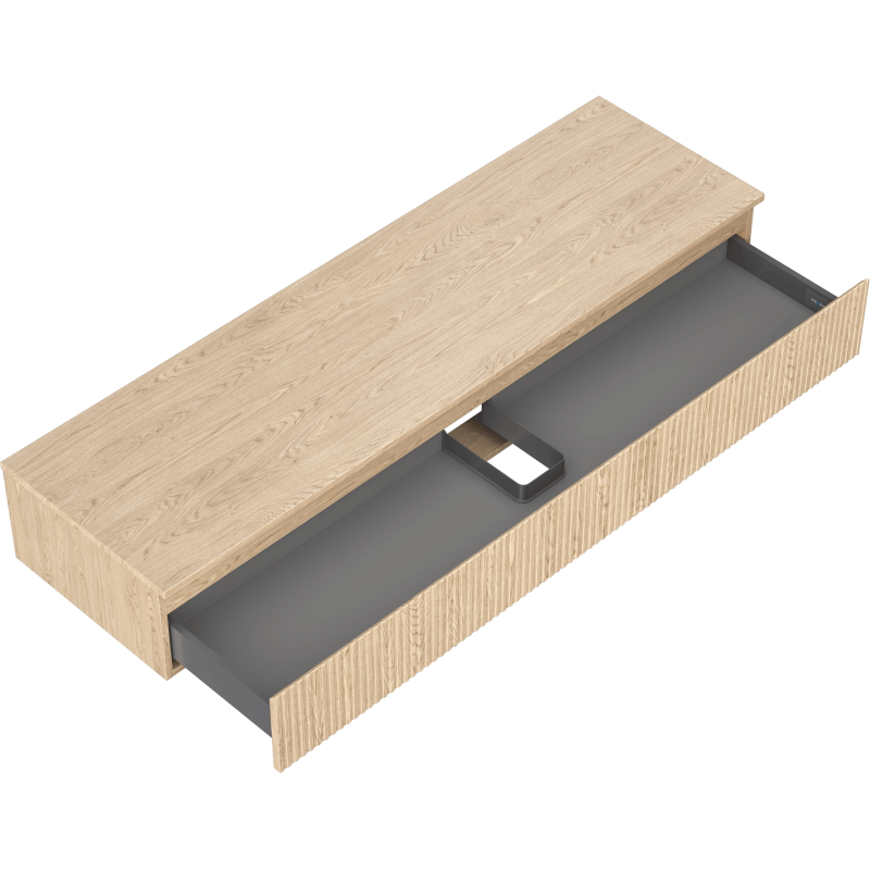 Mexen Rivel koupelnová skříňka pod umyvadlo 160 cm s deskou, 1 zásuvka, drážkovaná, dub - 91A20-16023-1-BFC81