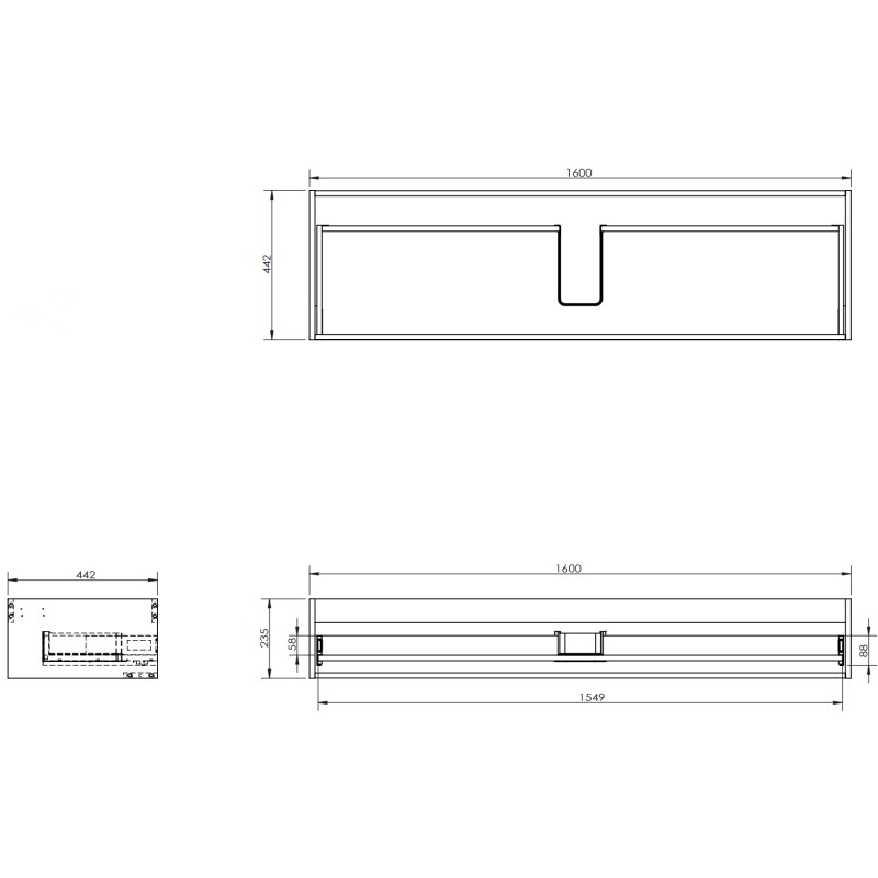 Mexen Rivel koupelnová skříňka pod umyvadlo 160 cm s deskou, 1 zásuvka, vroubkovaná, ořech - 91A20-16023-1-BFC86