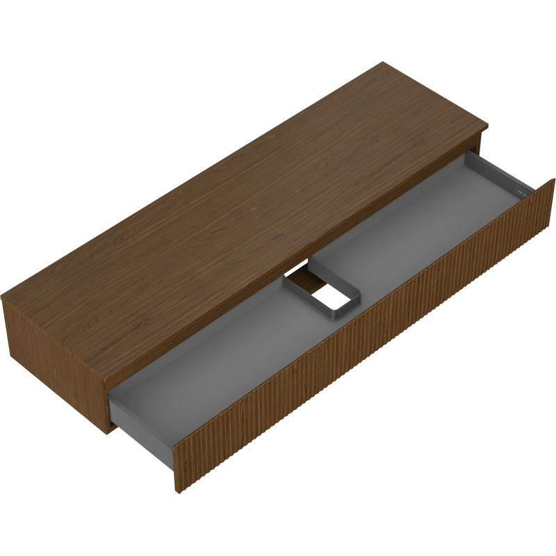 Mexen Rivel koupelnová skříňka pod umyvadlo 160 cm s deskou, 1 zásuvka, drážkovaná, ořech - 91A20-16023-1-BFC86