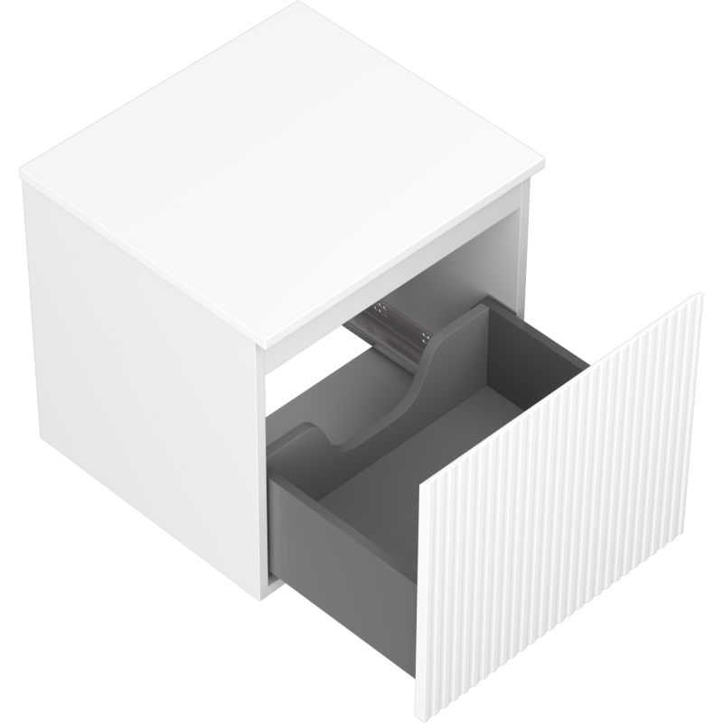 Mexen Rivel koupelnová skříňka pod umyvadlo 50 cm s deskou, 1 zásuvka, žebrovaná, bílá mat - 91A20-05047-1-BFC01