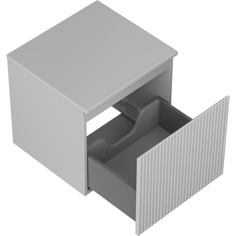 Mexen Rivel koupelnová skříňka pod umyvadlo 50 cm s deskou, 1 zásuvka, drážkovaná, šedá mat - 91A20-05047-1-BFC62