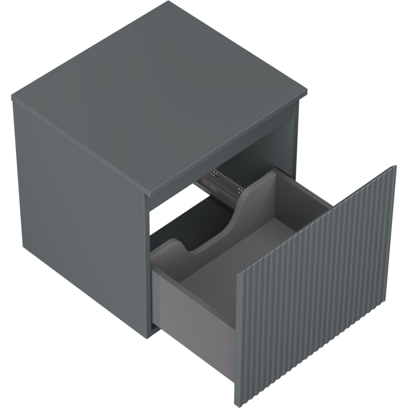 Mexen Rivel koupelnová skříňka pod umyvadlo 50 cm s deskou, 1 zásuvka, drážkovaná, grafit mat - 91A20-05047-1-BFC66